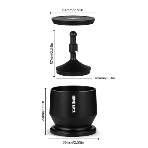 MHW-3BOMBER 51-54mm Aluminium Alloy Coffee Powder Picker Dosing Cup with Dosing Ring  Blind Shaker Coffee Powder Receiver Container Press Coffee Espresso Distribution Tool Fits 51-54mm Portafilter 
