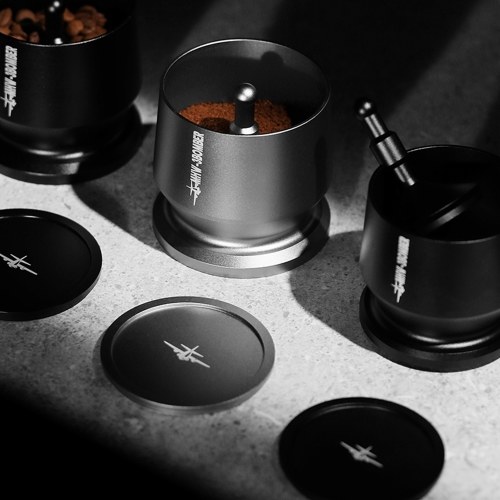 MHW-3BOMBER 51-54mm Aluminium Alloy Coffee Powder Picker Dosing Cup with Dosing Ring  Blind Shaker Coffee Powder Receiver Container Press Coffee Espresso Distribution Tool Fits 51-54mm Portafilter 