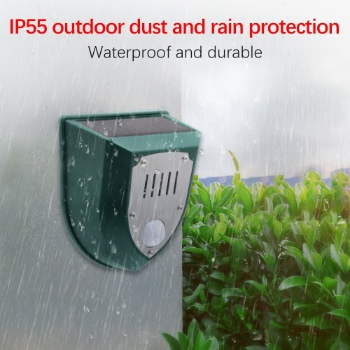 Solar Electronic Ultrasonic Repeller with PIR Motion Sensor Alarm Timed Human Body Induction Infrared Alarm Light Anti-theft Animal Repeller Device IP55 Waterproof for Home Villa Outdoor Farm Yard 