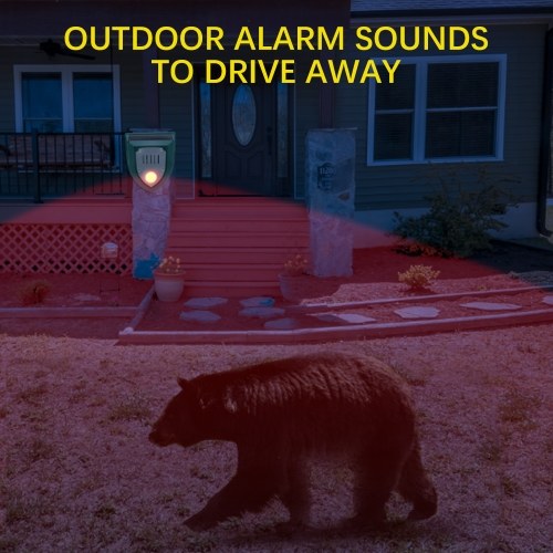 Solar Electronic Ultrasonic Repeller with PIR Motion Sensor Alarm Timed Human Body Induction Infrared Alarm Light Anti-theft Animal Repeller Device IP55 Waterproof for Home Villa Outdoor Farm Yard 