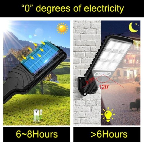 Outdoor Solar Street Lights Automatic LED Street Light Waterproof PIR Motion Sensor 120 Degree Detection for Gardens Paths Lanes 