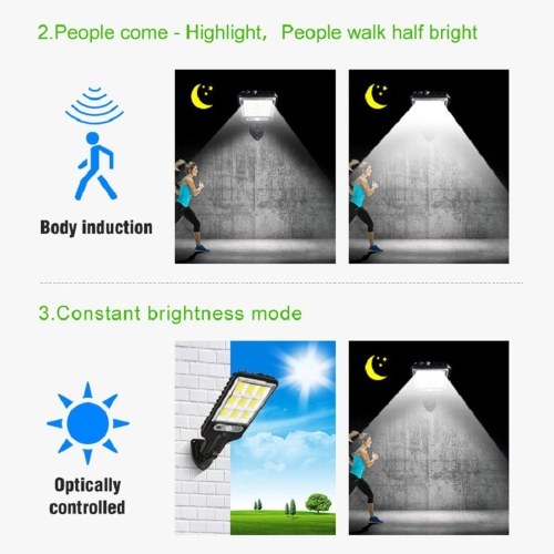 Outdoor Solar Street Lights Automatic LED Street Light Waterproof PIR Motion Sensor 120 Degree Detection for Gardens Paths Lanes 