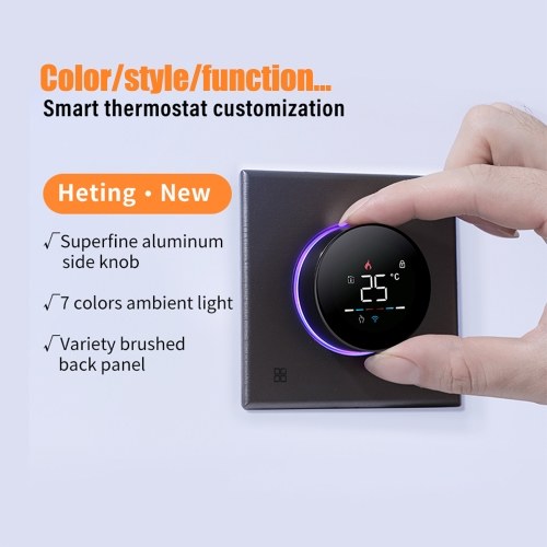 

Smart Thermostat for House Water Electric Heating Water Gas Boiler WiFi AC Thermostat with APP/Voice Control VA Digital Touch Screen Colorful Light and Adjustable Knob 5+1+1 Weekly Programming Mode