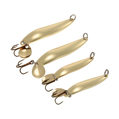 Lixada 4PCS Metal Fishing Lure Hard Baits Sequins Spoon Noise Paillette with Treble Hook 5/7/10/13g