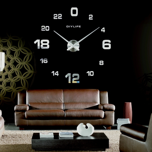 Moderno pared DIY 3D reloj cuarzo relojes gran Horloge reloj vidrio acrílico efecto de espejo para salón Casa Decor Decoración