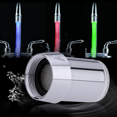 Mini LED Light Water Stream Faucet Tap Head Temperature Control 3 Colors Changing