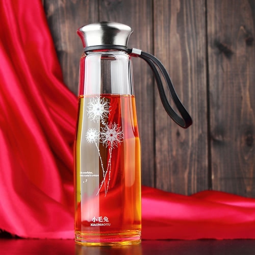 

500 мл портативный большого потенциала спорта воды Кубок бутылка окружающей среды высокая боросиликатного стекла нержавеющая сталь крышка