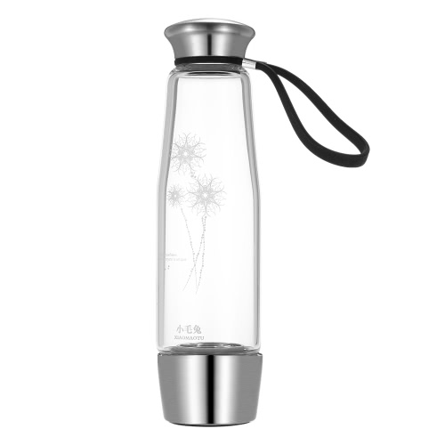 

500ml Large Capacity Hydrogen Rich Water Bottle High Quality Transparent Glass Water Cup with Lid Portable BPA-free Nice Business Water Glass Cup Hydrogen Water Maker with Cleaning Brush