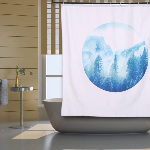 

72 * 72'' Printed 3D Effect Decorative Bathroom Curtain Polyester Waterproof Mildewproof Shower Curtain with 12pcs Hooks