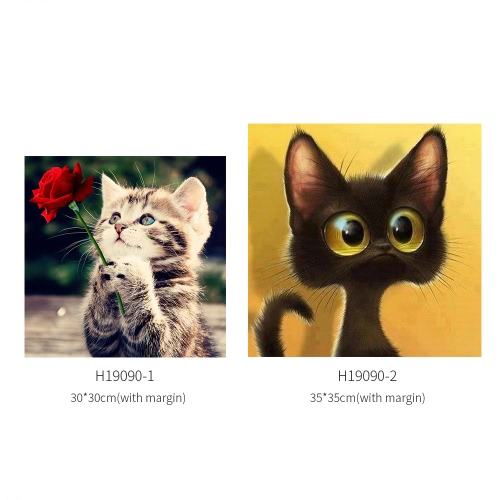 

12 * 12 inches/30 * 30cm DIY 5D Diamond Painting Kit Cat Pattern Resin Rhinestone Mosaic Embroidery Cross Stitch Craft Home Wall D