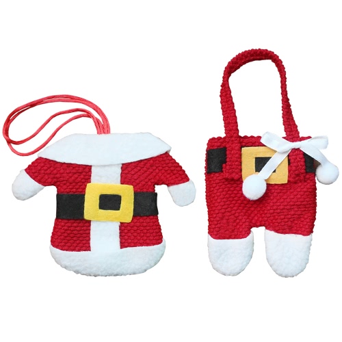 3 Sets of Christmas Santa Suit Coats Pants Style Cutlery Holders Fork Knife Spoon Bags Pocekts Set Christmas Decor Oranments