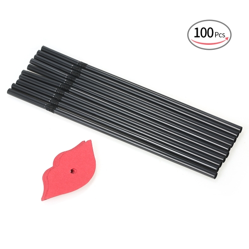

100pcs/set Black Long Flexible Disposable Plastic Drinking Straws for Birthday Wedding Pool Party Decorations Supplies--Black Beard