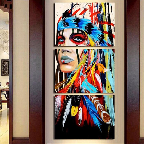 

40 * 60cm HD Printed Frameless 3-Panel Indian Style Canvas Painting Wall Art Pictures Decor for Home Living Room Bedroom