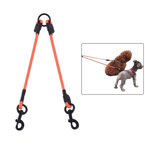 SST002P PVC Round Double Dog Working Leash Linker Waterproof Deodorant Dog Dual Lead Twin Way Walk Strap Leads Set No Tangle for Two Big Small Dogs Pet Supplies