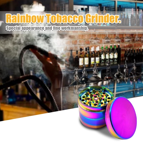 

Four Layers Zinc Alloy Tobacco Grinder Rainbow Color Metal Cigarette Spice Crusher Smoking Accessories Grinder