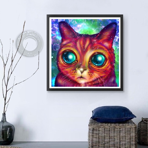 

8 * 10 inches/20 * 25cm DIY 5D Diamond Painting Kit Cat Pattern Resin Rhinestone Mosaic Embroidery Cross Stitch Craft Home Wall Decor