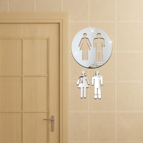 

Convenient 3D Toilet WC Man and Woman Mirror Wall Sticker DIY PET Home Removable Decoration Stickers