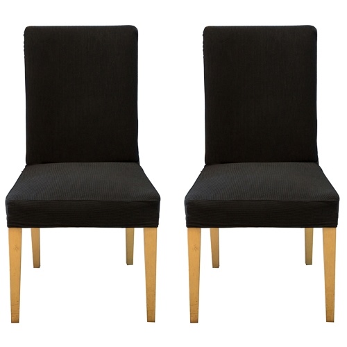 

Pack of 2 Spandex Stretch Dining Chair Seat Covers Elastic Removable Washable Ceremony Chair Slipcovers Protectors--Black