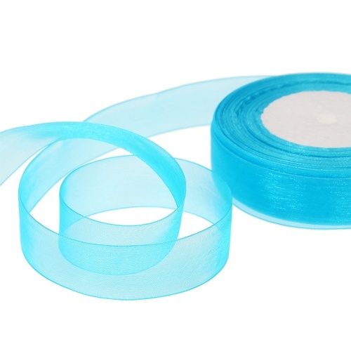 

25мм 50 ярдов / рулон Silk Organza Transparent Ribbon DIY Making Christmas Ribbons