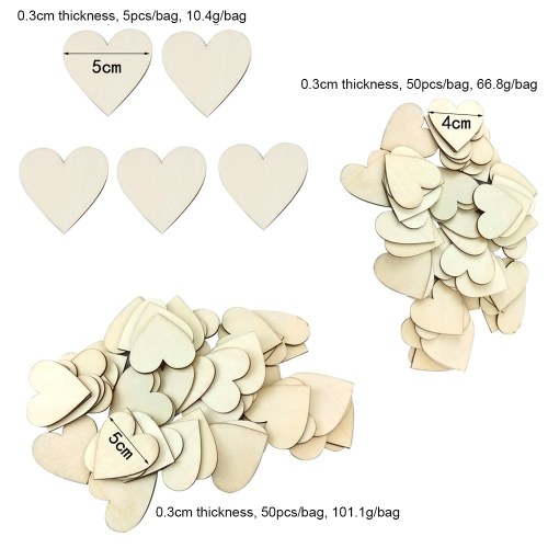 

50Pcs 50mm Wooden Hearts Slices for DIY Scrapbooking Craft Wedding Partys Ornaments