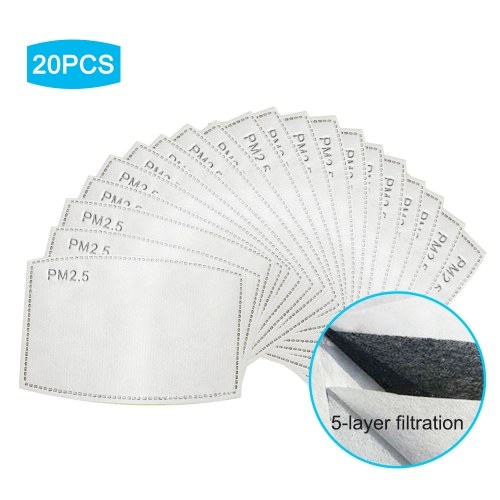 20pcs masque de bouche jetable remplacer les tampons intérieurs filtre respirant masque anti-poussière de couverture de visage （non médical）