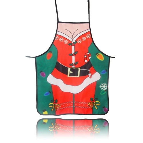 

Christmas Kitchen Apron Cute Santa Claus Elf Pattern Apron