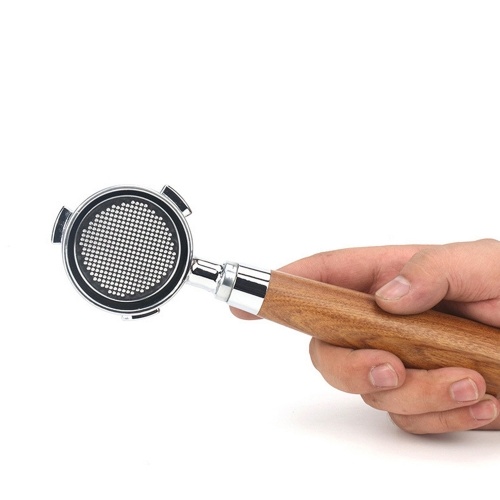 51mm Coffee Bottomless Portafilter with Filter Basket & Wooden Handle 