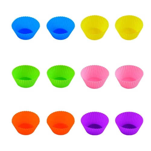 

12 Packs Silicone Baking Cups Reusable Muffin Liners Non-Stick Cup Cake Molds Set