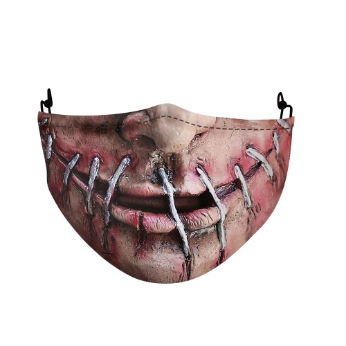 

H-alloween Scary Printing Pattern Protective Face Cover Universal Anti-Dust Windproof Washable Reusable Mouth Cover