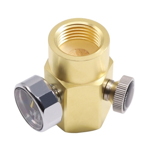 

Brass Soda Refill Bottle Co2 Cylinder Refill Adapter Large to Small Mini with 2000psi Pressure Gauge Inflatable Valve TR21-4 to CGA320