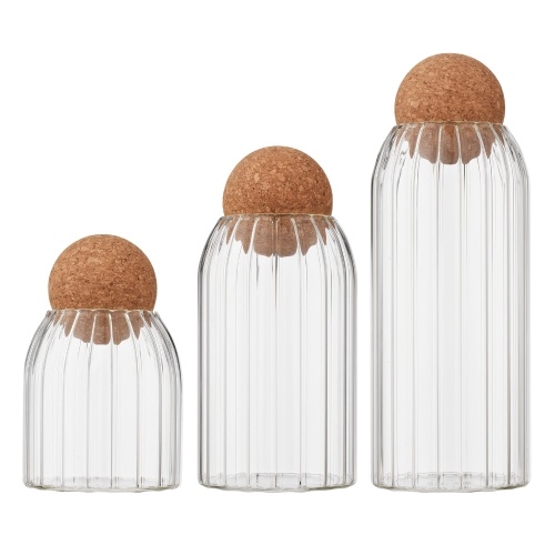 

3PCS Glass Food Storage Container Jars Transparent Food Storage Canister with Airtight Seal Wood Lid Ball for Grains Tea Coffee Sugar Nuts Flour