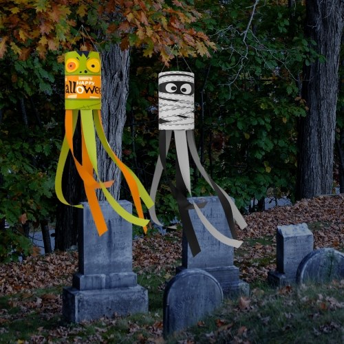 

Halloween Hanging Windsocks Waterproof Windsock Flag Horror Hanging Decoration for Outdoor Patio Halloween Party Props