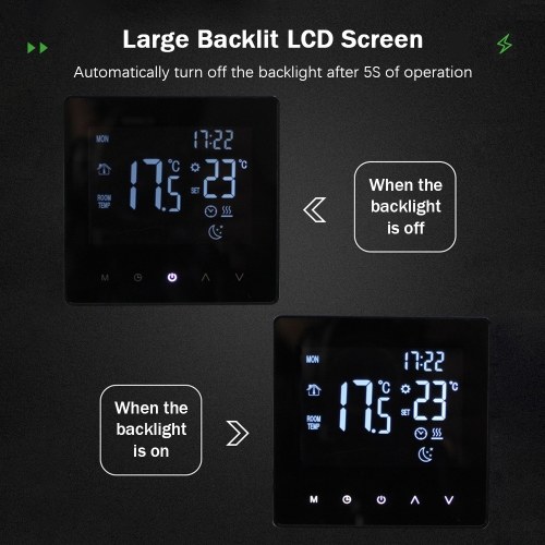 WiFi Smart Thermostat Temperature Controller for Electric Heating LCD Display Touch Screen Week Programmable App Control Underfloor Heating Thermostats for Home Office School Hotel 
