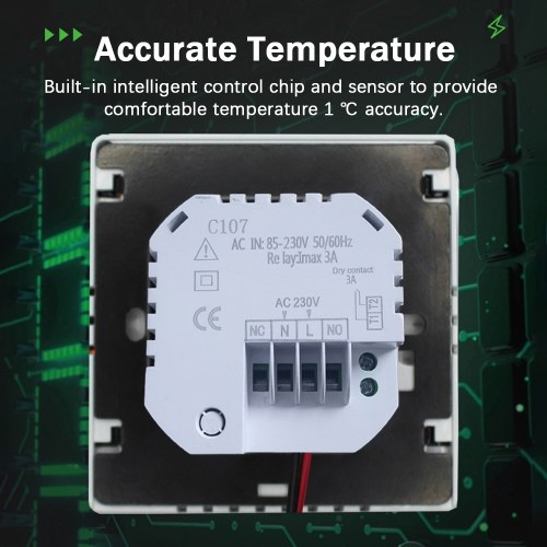WiFi Smart Thermostat Temperature Controller for Electric Heating LCD Display Touch Screen Week Programmable App Control Underfloor Heating Thermostats for Home Office School Hotel 