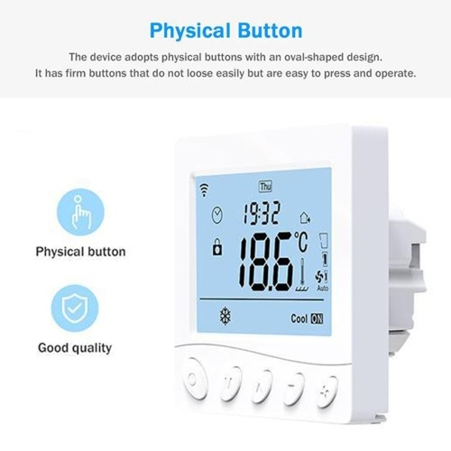 

Smart Fan Coil for 4 Pipe System Thermostat WIFI/485 Modbus Intelligent Thermostat with Application & Voice Control 3.2Inch LCD Display Programmable Thermostat