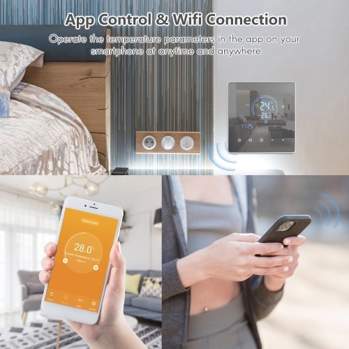 

Wi-Fi Интеллектуальный термостат ЖК-дисплей Сенсорная кнопка Программируемый контроллер температуры для электрического отопления