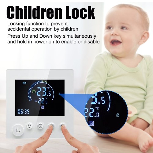 Programmable Smart Wall Thermostat NTC Sensor LCD Display Touch Button Electric Heating Warm Floor Underfloor Digital Thermoregulator Temperature Controller for Home Room 