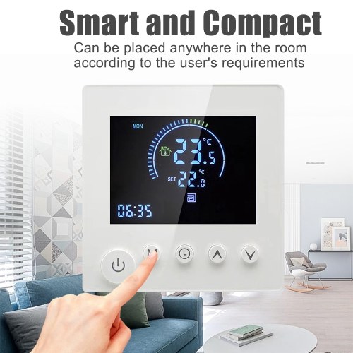 Programmable Smart Wall Thermostat NTC Sensor LCD Display Touch Button Water Heating Warm Floor Underfloor Digital Thermoregulator Temperature Controller for Home Room 
