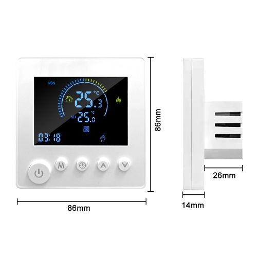 Programmable Smart Wall Thermostat NTC Sensor LCD Display Touch Button Water Heating Warm Floor Underfloor Digital Thermoregulator Temperature Controller for Home Room 