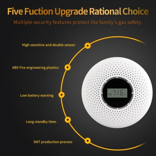 Smoke and Carbon Monoxide Detector Combo with Sound Warning and LCD Display Battery Powered CO Smoke Alarm Detector for Kitchen Bathroom Bedroom Coal Stove 3 Packs - 2 AA Battery Not Included 