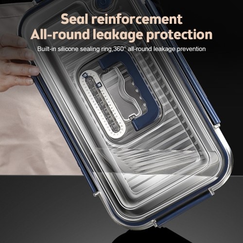 Food Storage Containers with Lids Airtight Food Grade 316 Stainless Steel Large Capacity Leakproof Kitchen Storage Container with Date Indicator Sealing Ring Hidden Handle Oven Microwave Safe 