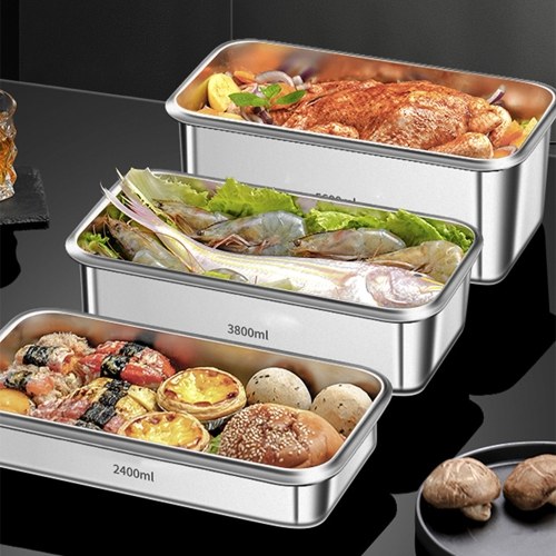 Food Storage Containers with Lids Airtight Food Grade 316 Stainless Steel Large Capacity Leakproof Kitchen Storage Container with Date Indicator Sealing Ring Hidden Handle Oven Microwave Safe 