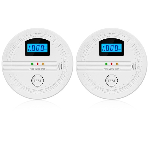 2 Packs Smoke and Carbon Monoxide Detector 2 In 1 CO and Smoke Detectors LCD Display Smart Detector 