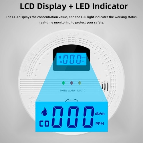 2 Packs Smoke and Carbon Monoxide Detector 2 In 1 CO and Smoke Detectors LCD Display Smart Detector 