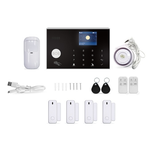2G/WiFi TY Drahtloses Alarmsystem für Zuhause 2,4-Zoll-TFT-Farb-Touchscreen Alarmpanel Fernbedienung SOS-Diebstahlalarm Einfache Einrichtung und Steuerung Fernbedienung DIY Drahtloses GSM-Alarmsystem für die Sicherheit zu Hause