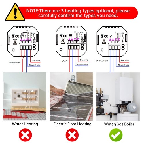 Smart Thermostat for House Water Electric Heating Water Gas Boiler WiFi AC Thermostat with APP/Voice Control VA Digital Touch Screen Colorful Light and Adjustable Knob 5+1+1 Weekly Programming Mode