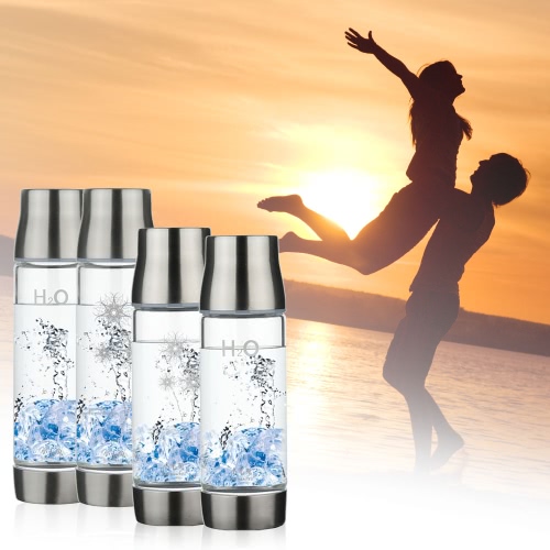 450ml Portable Hydrogen Rich Water Ionizer Transparent Water Glass with Lid High Quality BPA-free Business Glass Cup Large Capacity Water Bottle