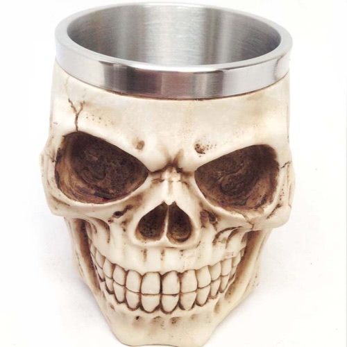 Hot Unique Stainless Steel Liner Creepy 3D Skull Coffee Beer Milk Mug Cup Tankard Novelty for Halloween Decoration Gift