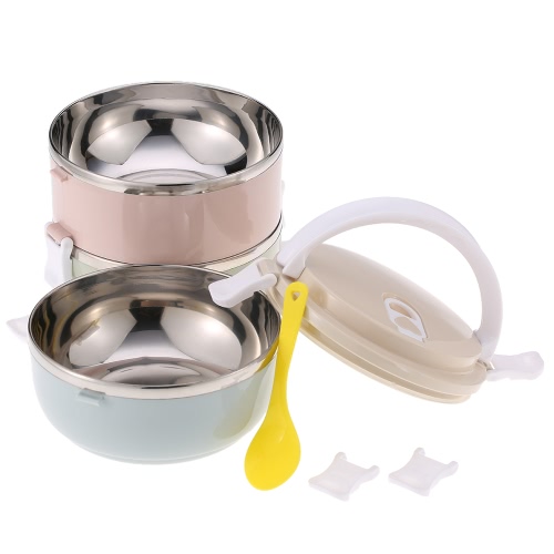 

700ml 1-Layer Lunch Box Stainless Steel Lunch Containers with Seal Lid and Stainless Steel Interior Insulation Food Box with Handl
