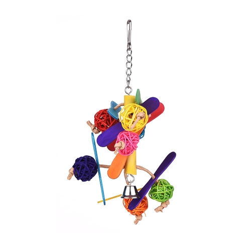 Color Bird Toy Cage Accessories Chew Toys Bite Swing Hanging Toy with Bell for Parrot